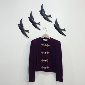 St. John Collection by Marie Gray Purple Knit Cardigan Blazer Jacket, Size 8